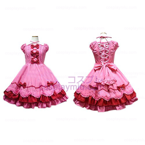 Peach Bow Princess Dress Lolita Cosplay Kostuums
