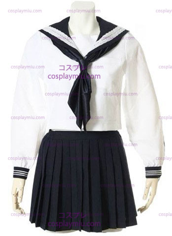 Witte Lange Mouwen Sailor School Uniform Cosplay Kostuum