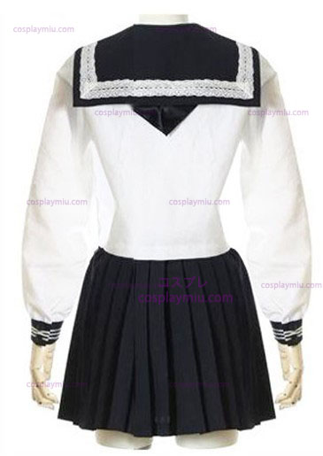 Witte Lange Mouwen Sailor School Uniform Cosplay Kostuum