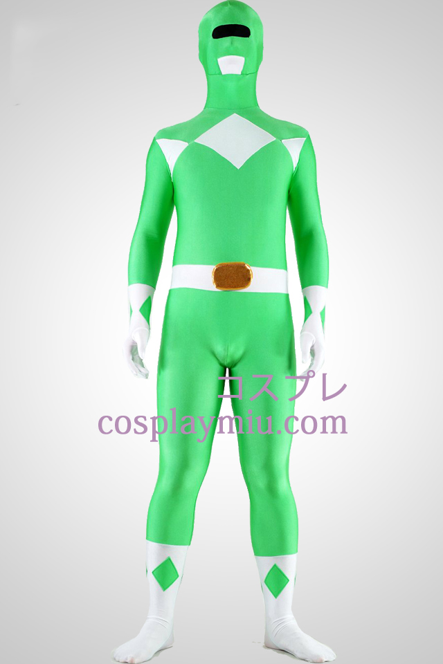 Mighty zentaiin Green Ranger Lycra Spandex Superhero Zentai Kostuums