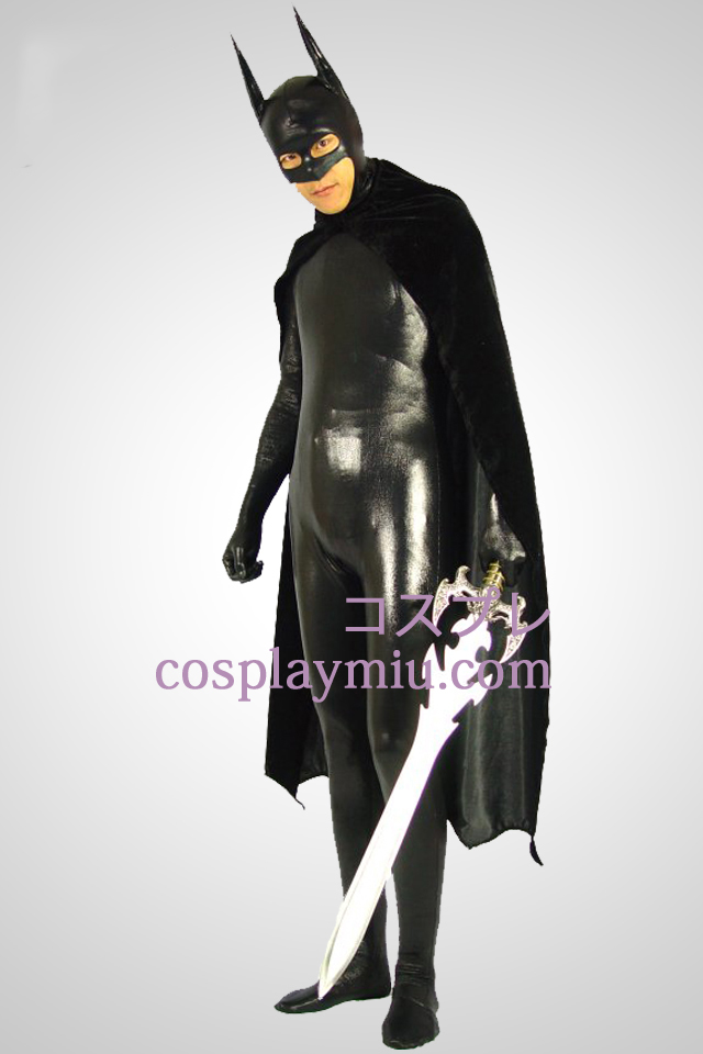 Zwarte Batman Glanzend metallic Superhero Zentai Kostuums