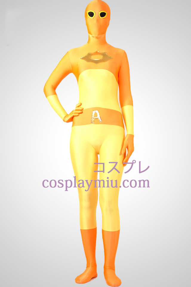 Geel en goud Full Body Lycra Spandex Zentai Kostuums