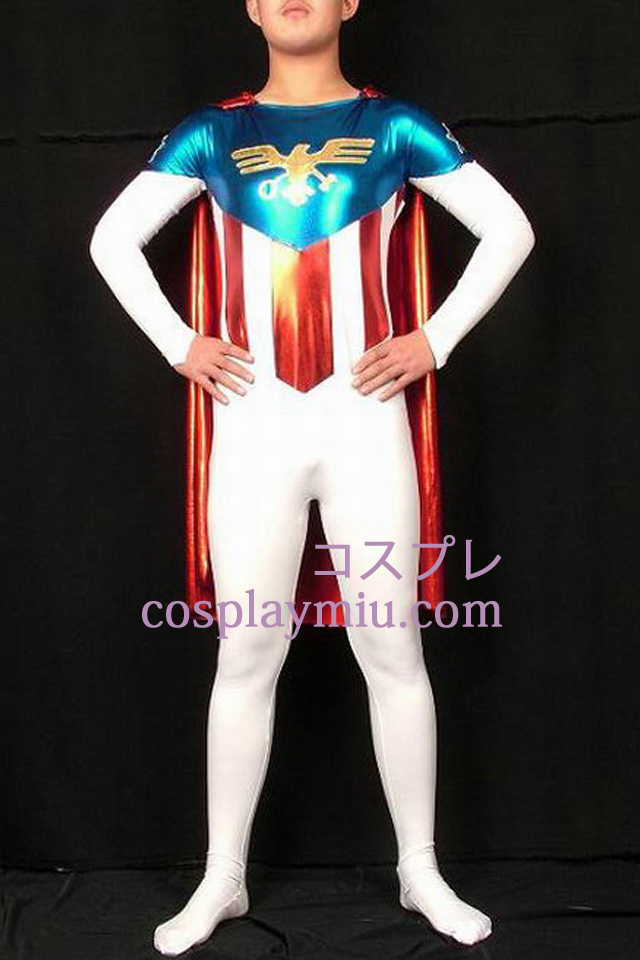 Vlag Superman Lycra En Glanzend metallic Superhero Zentai Kostuums