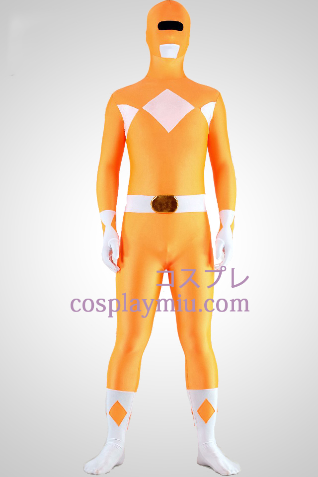 Mighty zentaiin Gele Ranger Lycra Spandex Superhero Zentai Kostuums