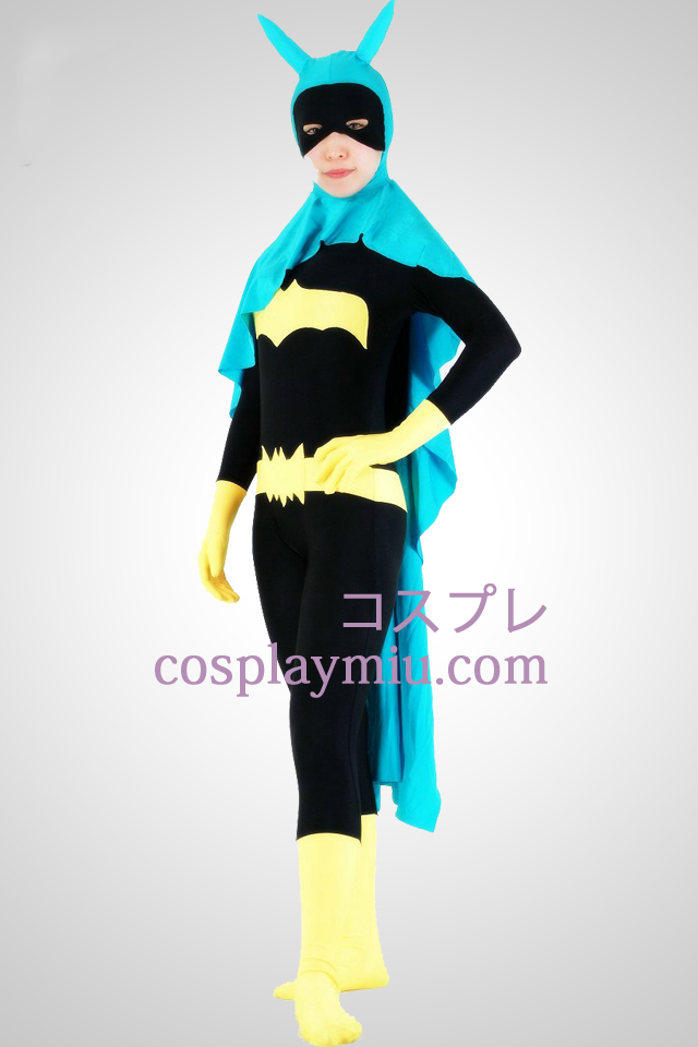 Bat Woman Lycra Superhero Zentai Kostuums Met Cape
