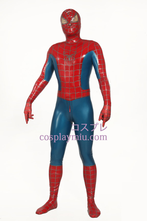 Rood en blauw gestreepte Spiderman Superhero Zentai Kostuums