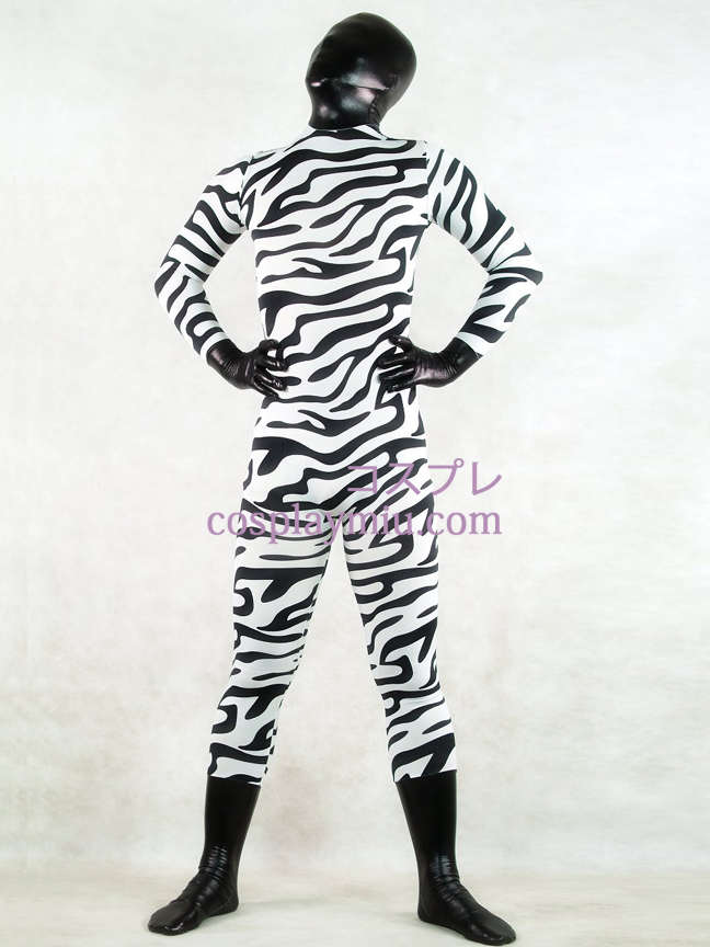 Zebra huid Full Body Lycra Spandex Zentai Kostuums