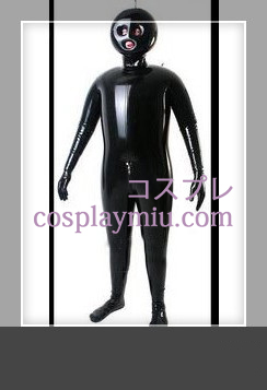 Zwarte Full Body Overdekte Opblaasbare Latex kostuum met open ogen en mond