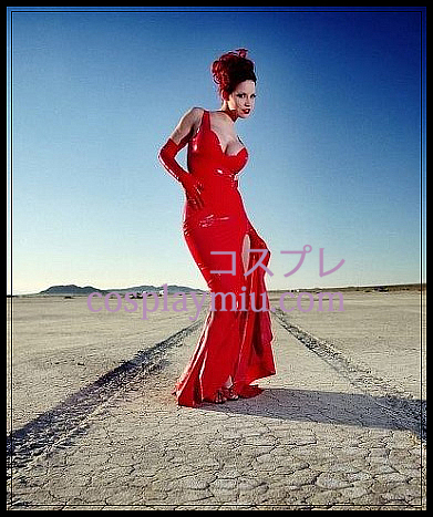 Rood Sexy Vrouw Latex lange jurk