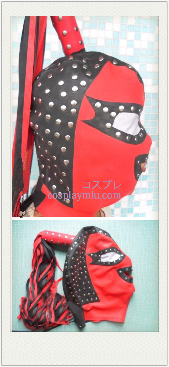 Rood Zwart en-Nail vormige SM Latex Masker met Paardestaart