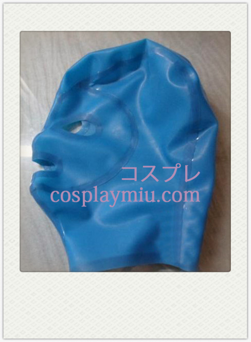 Blue Unisex Latex Masker met open ogen en mond