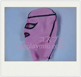 Roze en Zwarte Vrouwelijke Latex Masker met open ogen en mond en mond