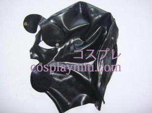 Nieuwe Zwarte Latex Masker met afneembare Eyeshade