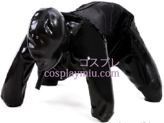 Zwarte Mannelijke Hond Afbeelding Latex Catsuit
