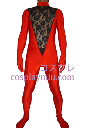 Rood Zwart Lycra Lace Zentai Kostuums