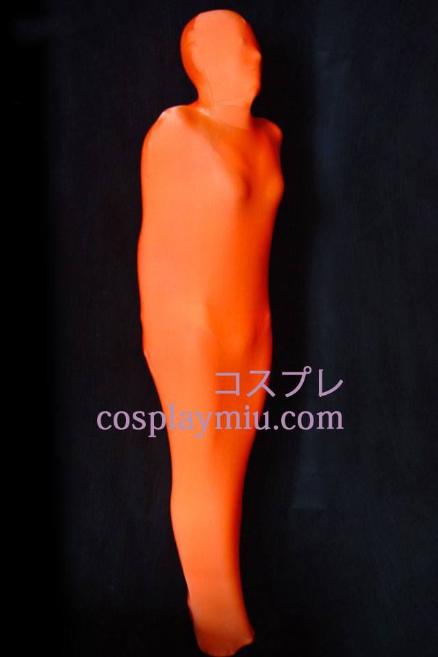 Oranje Rood Mummy Silky Lycra Zentai Kostuums