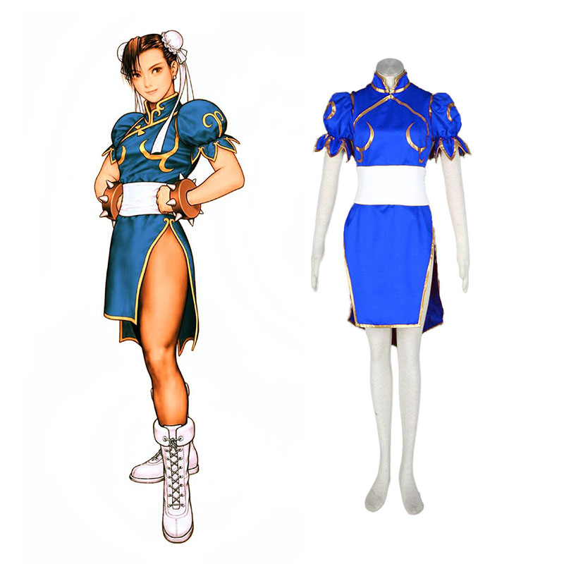 Street Fighter Chun-Li 1 Blauw Cosplay Kostuums Nederland