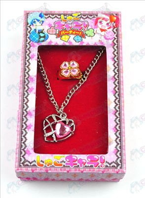 Shugo_Chara! Accessoires hartvormige ketting + ring (Pink)