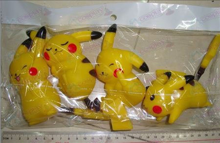 4 modellen Pikachu (body 11cm, staart 7cm)
