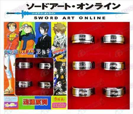 Sword Art Online Accessoires zwart staal roterende ring (6 / set)