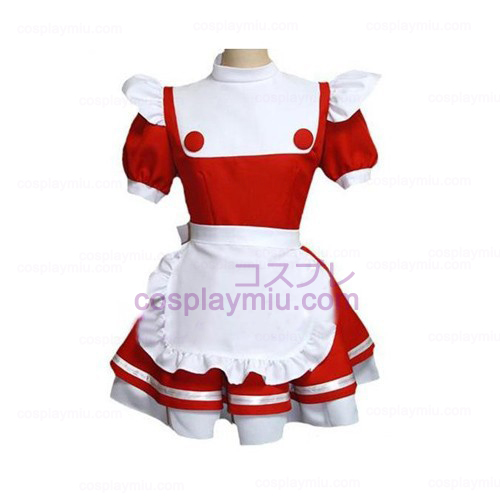 Rood-wit Maid Uuniform Lolita Cosplay Kostuum