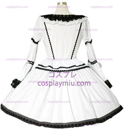 Black And White Lace Bijgeschoren Gothic Lolita Cosplay Dress