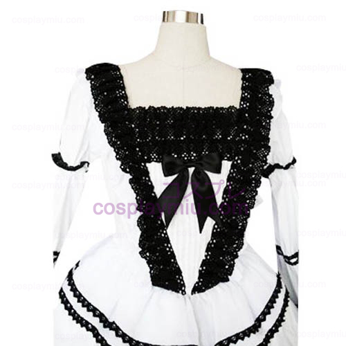 Black And White Lace Bijgeschoren Gothic Lolita Cosplay Dress