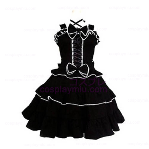 Op maat gemaakt Zwart Gothic Lolita Cosplay Kostuum