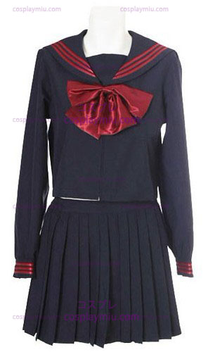 Deep Blue Lange Mouwen Sailor School Uniform