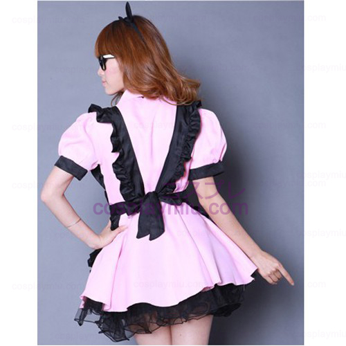 Zwarte schort en roze rok Maid Kostuums