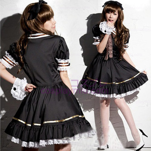 Black Lovely Lolita Maid Outfit Minirok Cosplay Kostuums