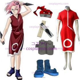 Naruto Sakura Haruno Cosplay Kostuum en Set accessoires