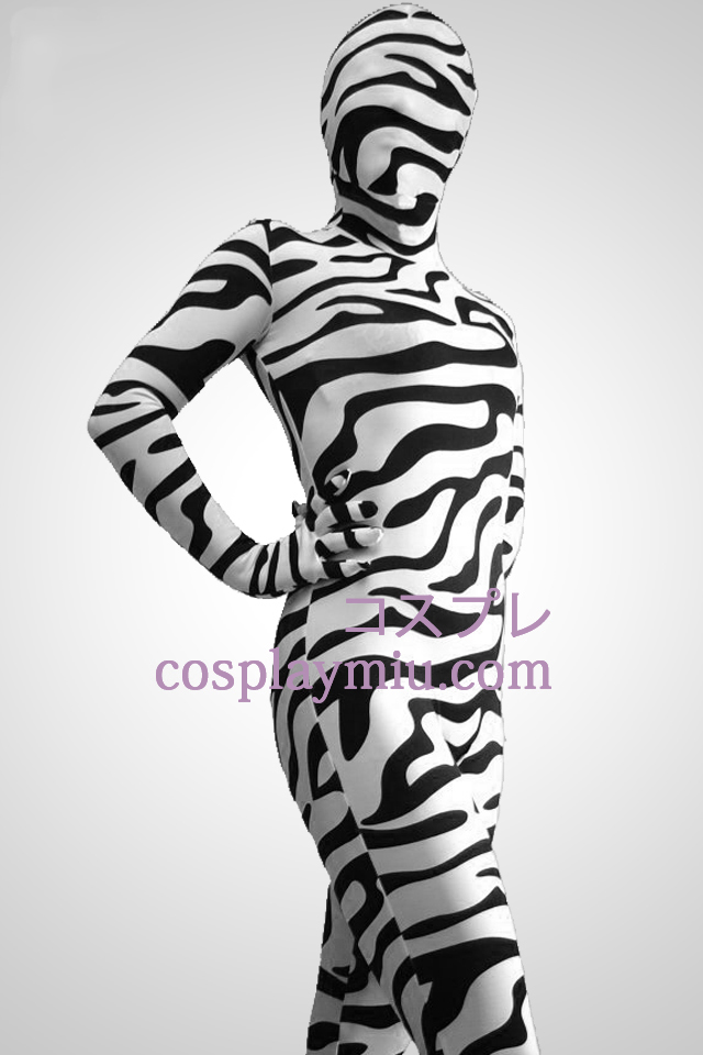 Zwart-wit zebrapatroon Zentai Kostuums