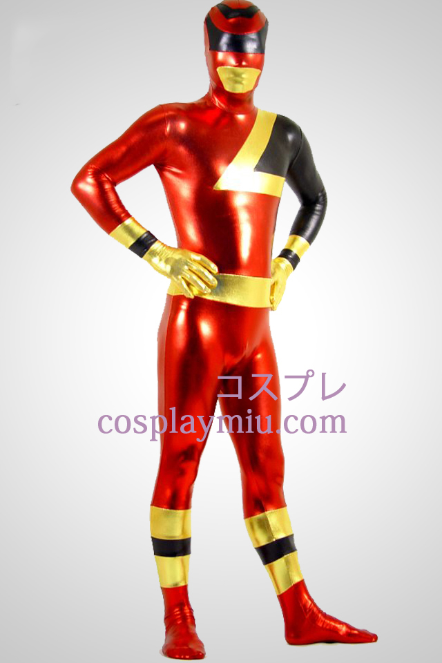 SPD Rode Ranger Glanzend metallic Superhero Zentai Kostuums