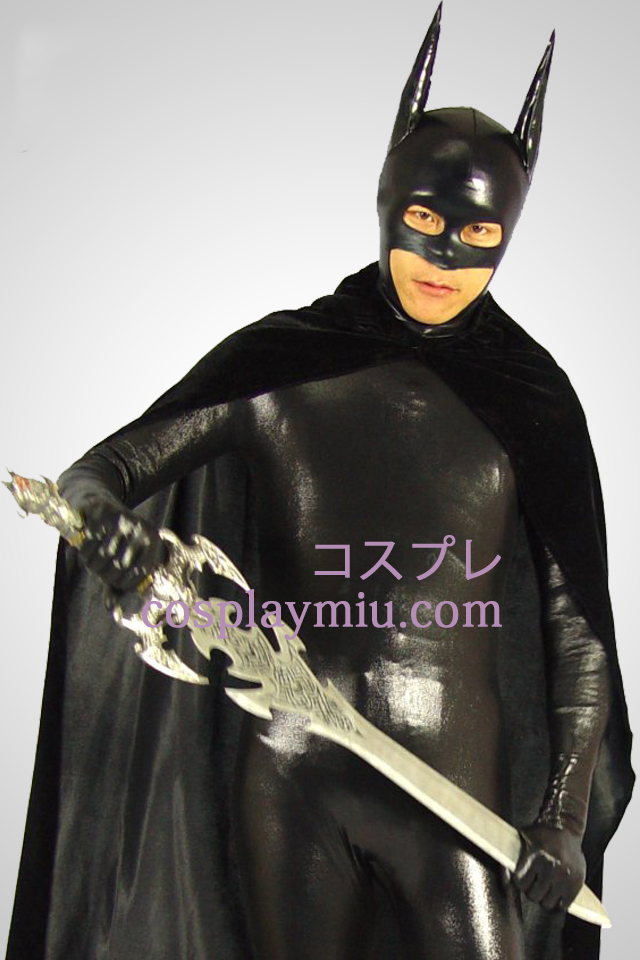 Zwarte Batman Glanzend metallic Superhero Zentai Kostuums