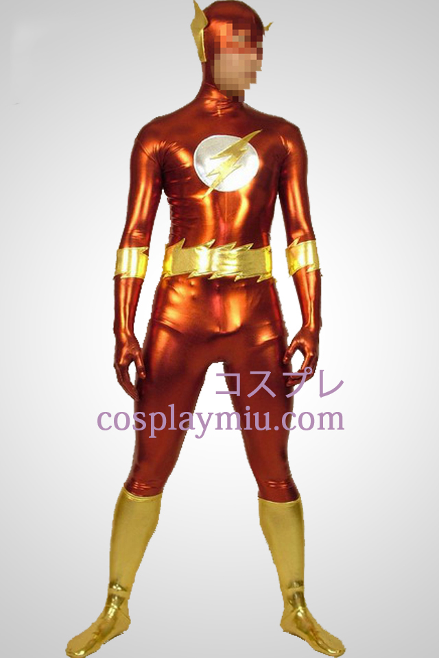 Thunderman Glanzend metallic Superhero Zentai Kostuums