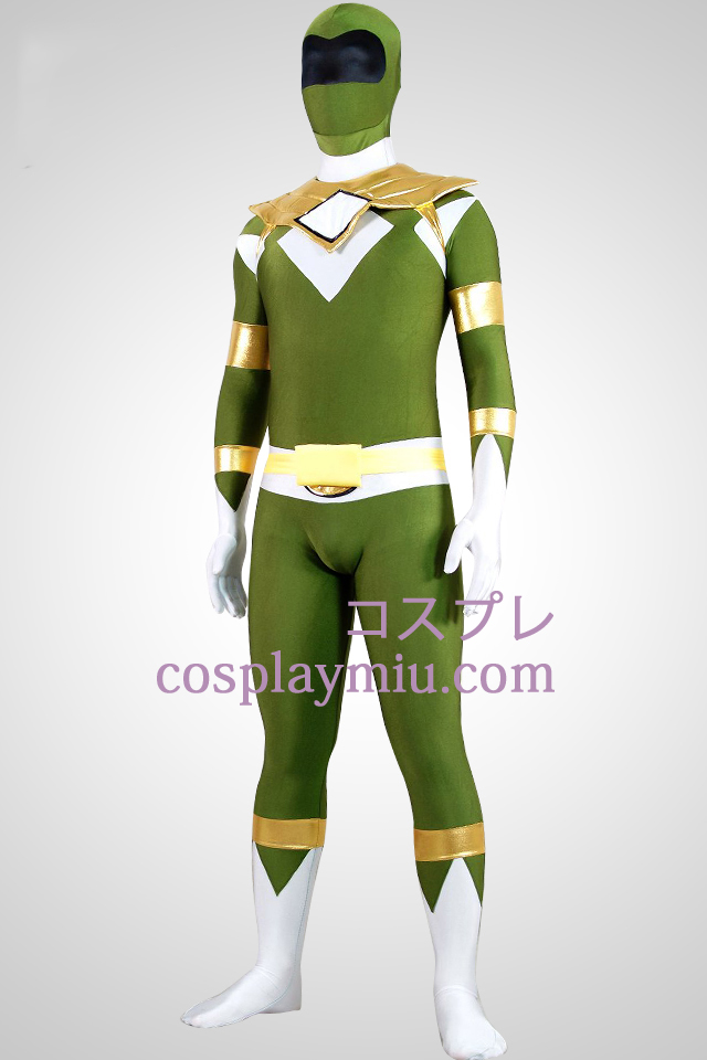 Mighty zentaiin Green Ranger Lycra Spandex Zentai Kostuums