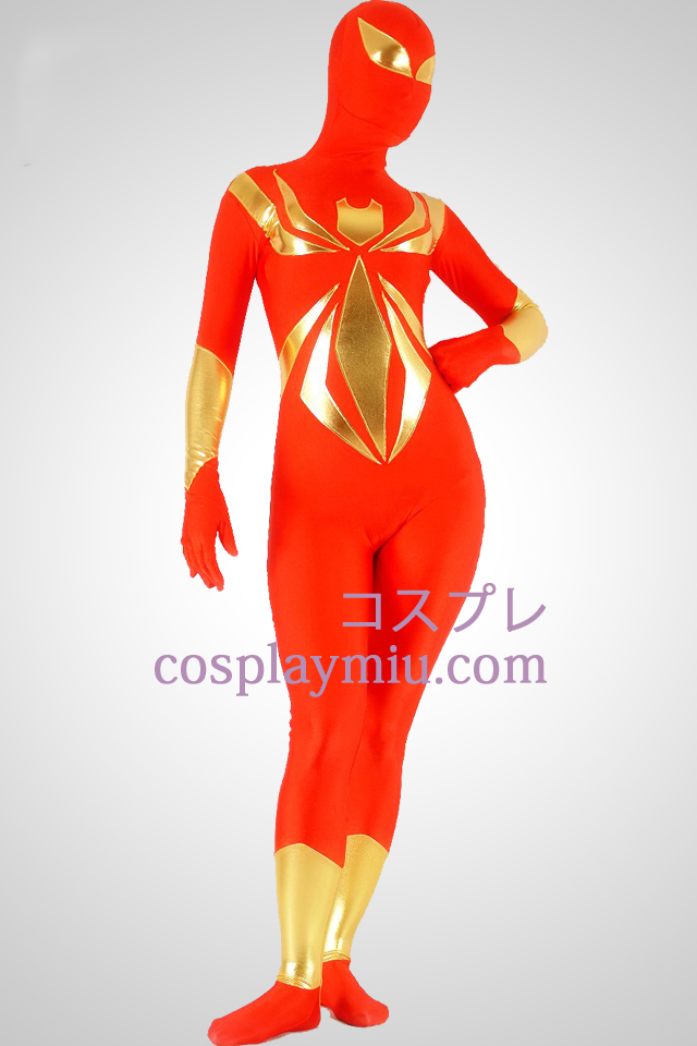 Rode En Gouden Lycra Spandex Unisex Superhero Zentai Kostuums