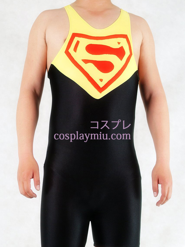 Geel en zwart Superman Lycra Gymnasium Catsuit