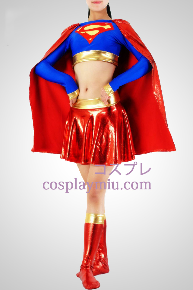 Glanzend metallic Super Woman Superhero Catsuit