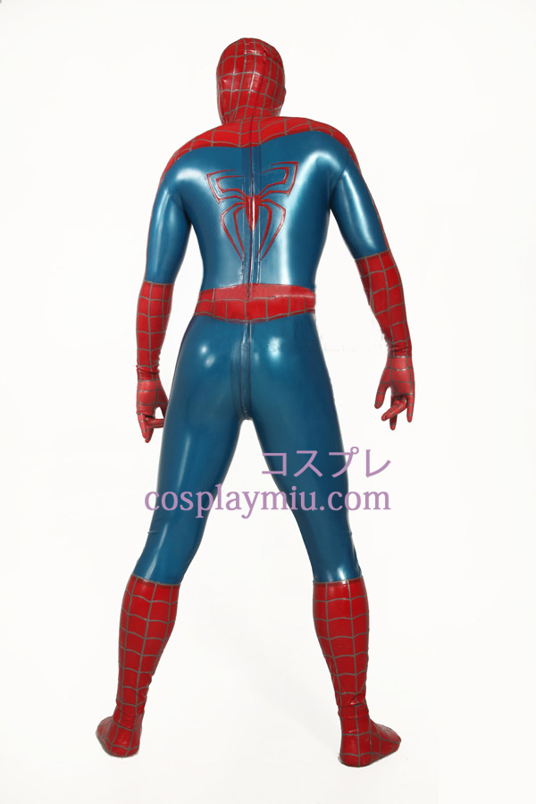 Rood en blauw gestreepte Spiderman Superhero Zentai Kostuums