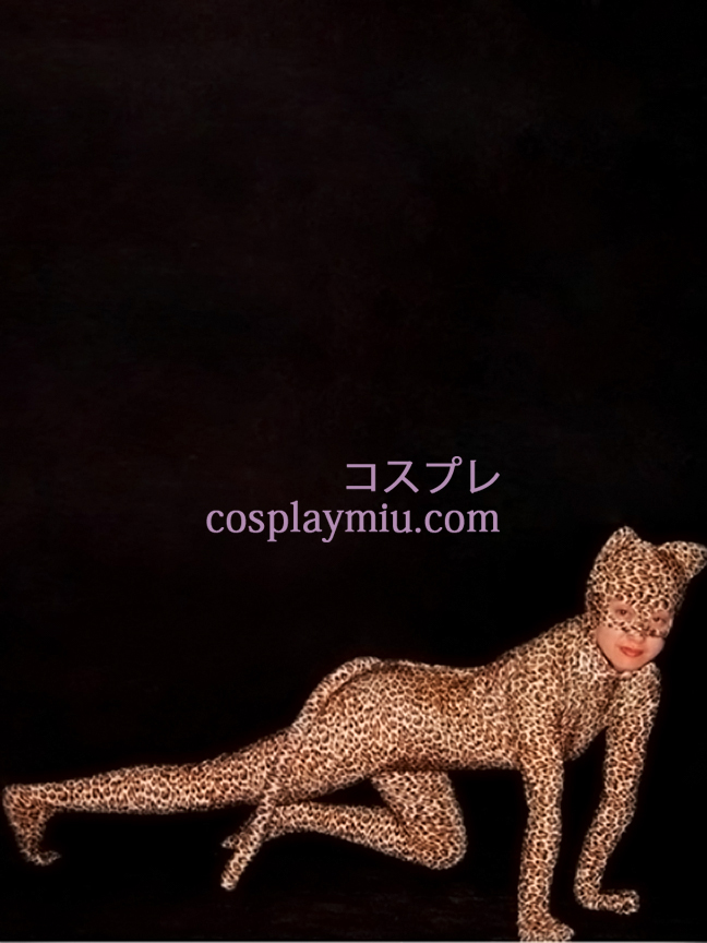 Lepard huid met Staart Lycra Spandex Zentai Kostuums