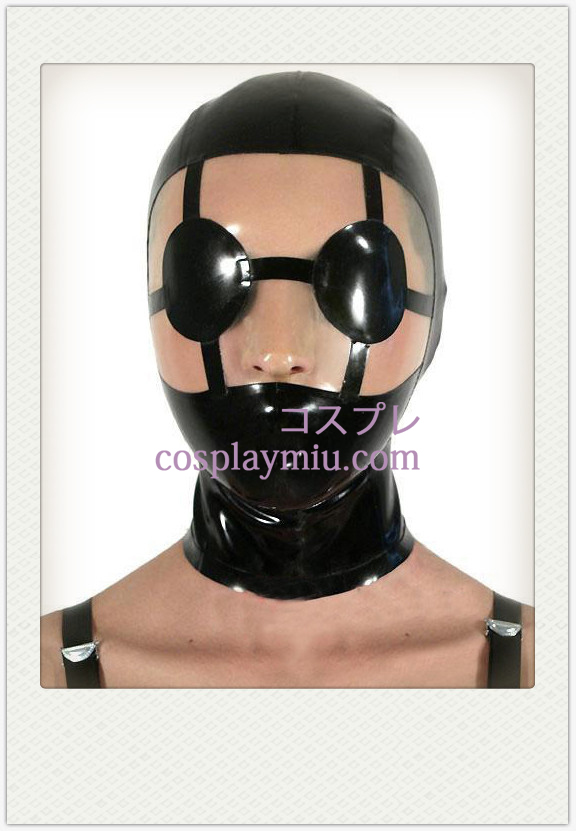 Shiny Black SM Latex Masker met Verschillende Eyeshade