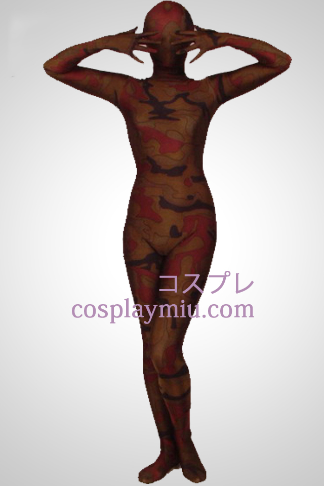 Koffie camouflage kleur Lycra Full Body Zentai Kostuums
