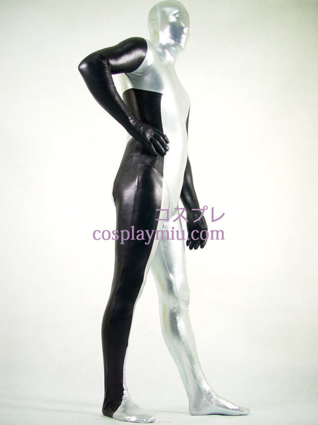 Zwart-wit Lycra Spandex Zentai Kostuums