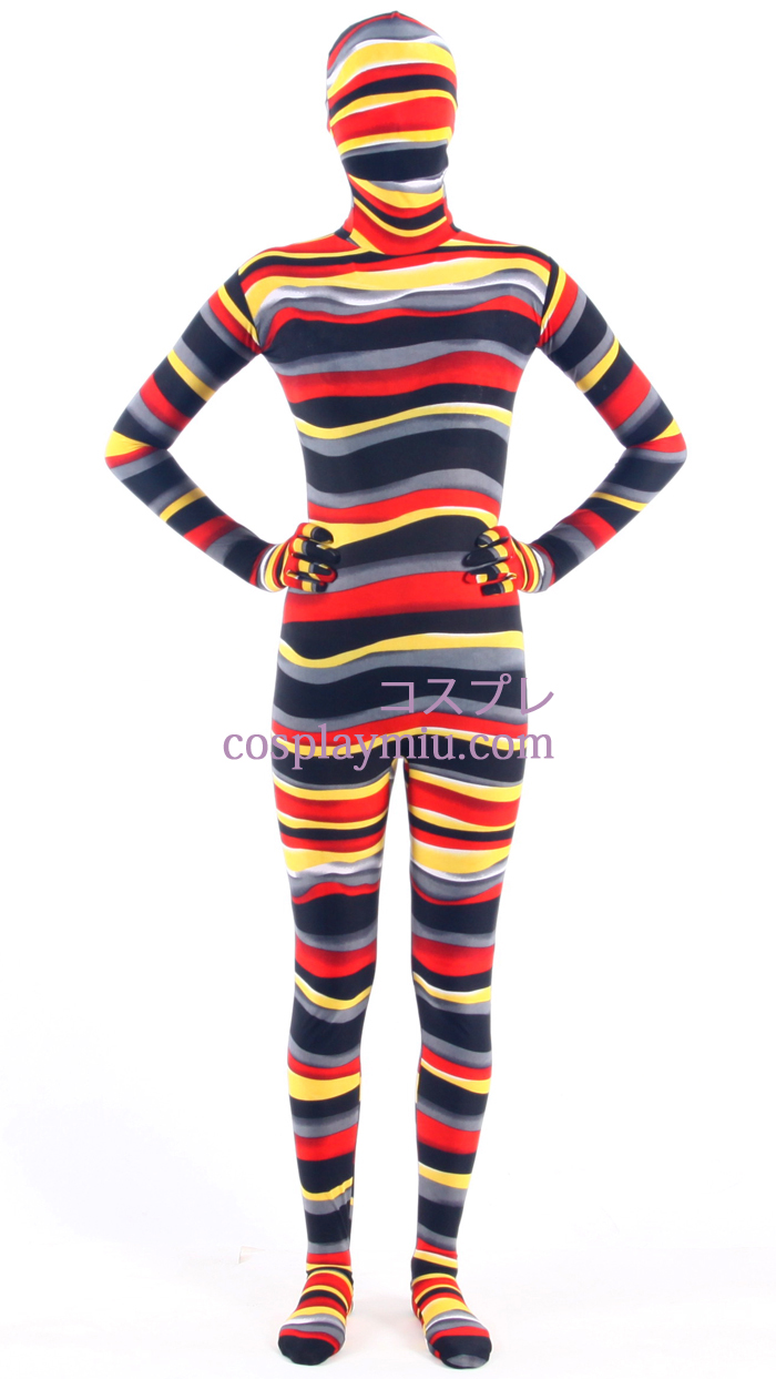 Striped Multi-color Lycra Zentai Kostuums