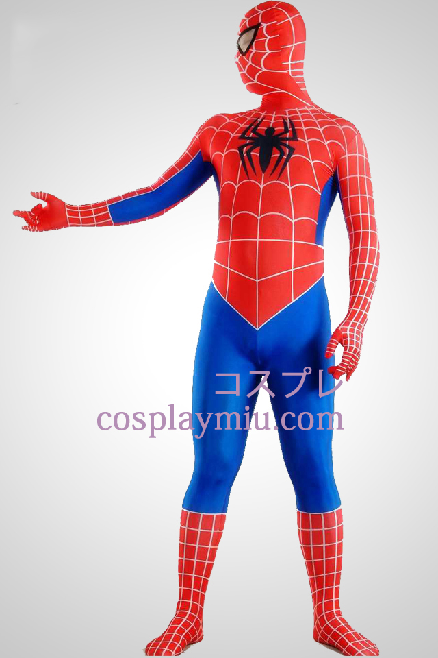 Rood Blauw Strepen Lycra Spandex Spiderman Superhero Zentai Kostuums