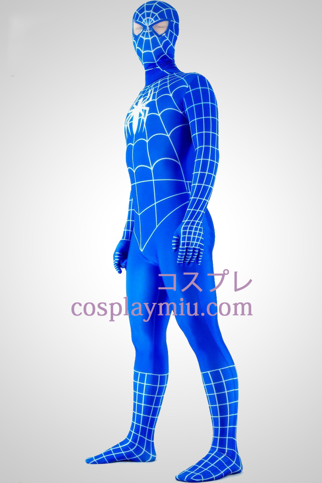 Blauwe en witte Lycra Spandex Spiderman Superhero Zentai Kostuums