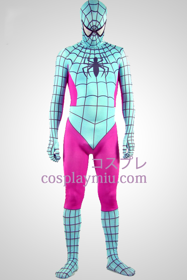 Licht groen en roze Lycra Spandex Spiderman Zentai Kostuums