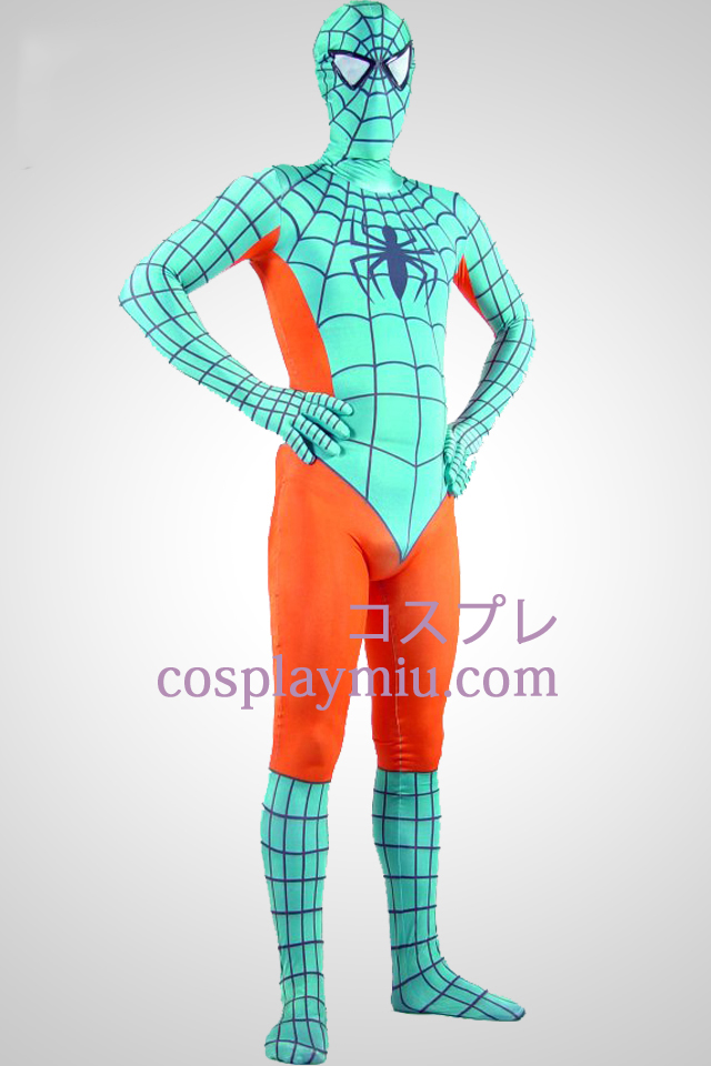 Lichtgroen En Oranje Lycra Spandex Spiderman Zentai Kostuums
